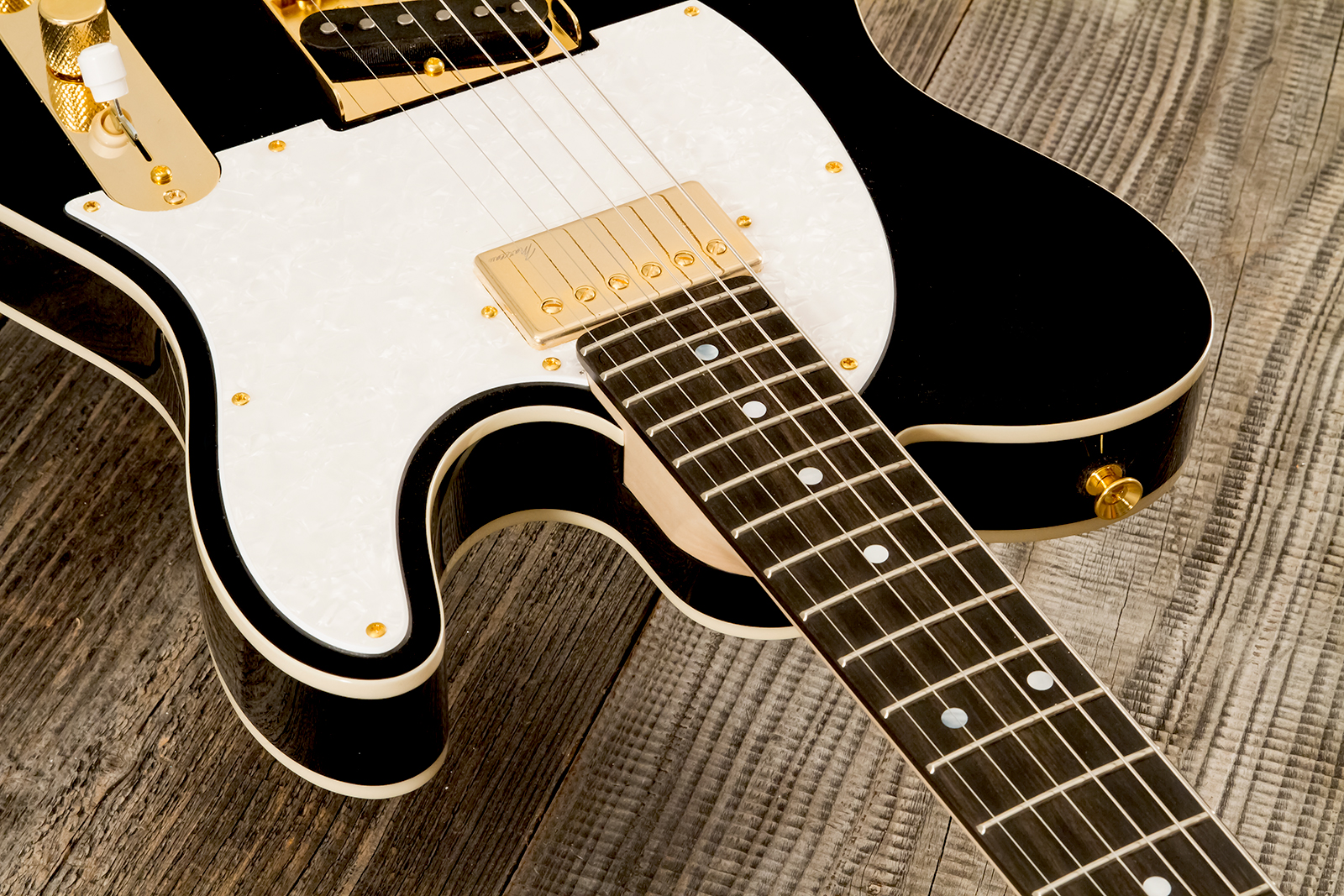 Marceau Guitars Elegante Custom Traditional Sh Ht Mn #t316024 - Black - Tel shape electric guitar - Variation 4