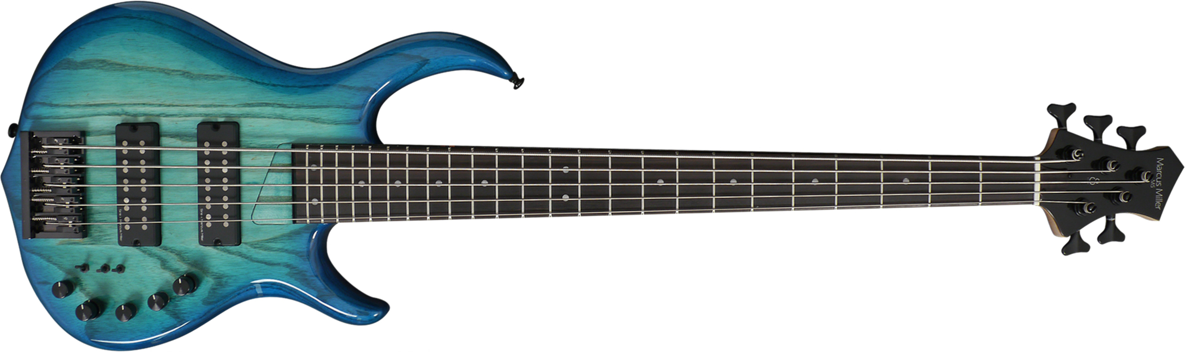 Marcus Miller M5 Swamp Ash 5st 5-cordes Active Eb - Transparent Blue - Solid body electric bass - Main picture