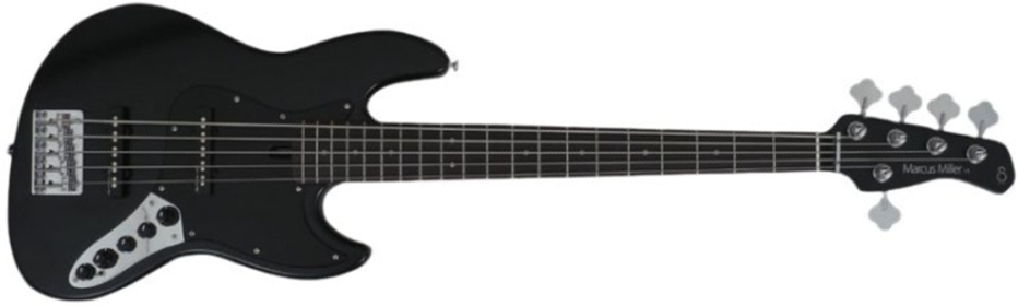 Marcus Miller V3 5st 2nd Generation 5c Active Rw Sans Housse - Black Satin - Solid body electric bass - Main picture