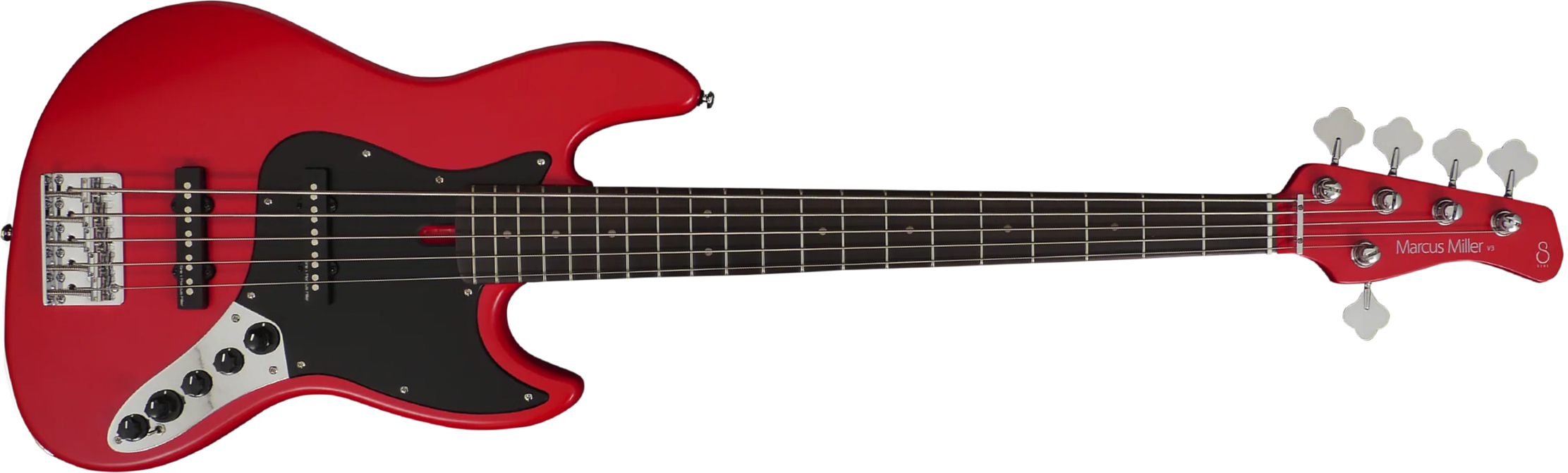 Marcus Miller V3 5st 2nd Generation 5c Active Rw Sans Housse - Red Satin - Solid body electric bass - Main picture