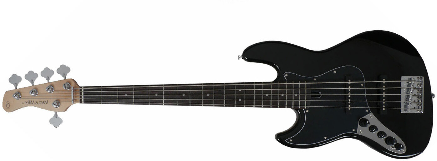 Marcus Miller V3 5st Bk Gaucher Lh Active Rw - Black - Solid body electric bass - Main picture