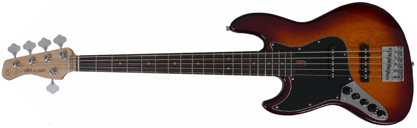 Marcus Miller V3 5st Ts Gaucher Lh Active Rw - Tobacco Sunburst - Solid body electric bass - Main picture