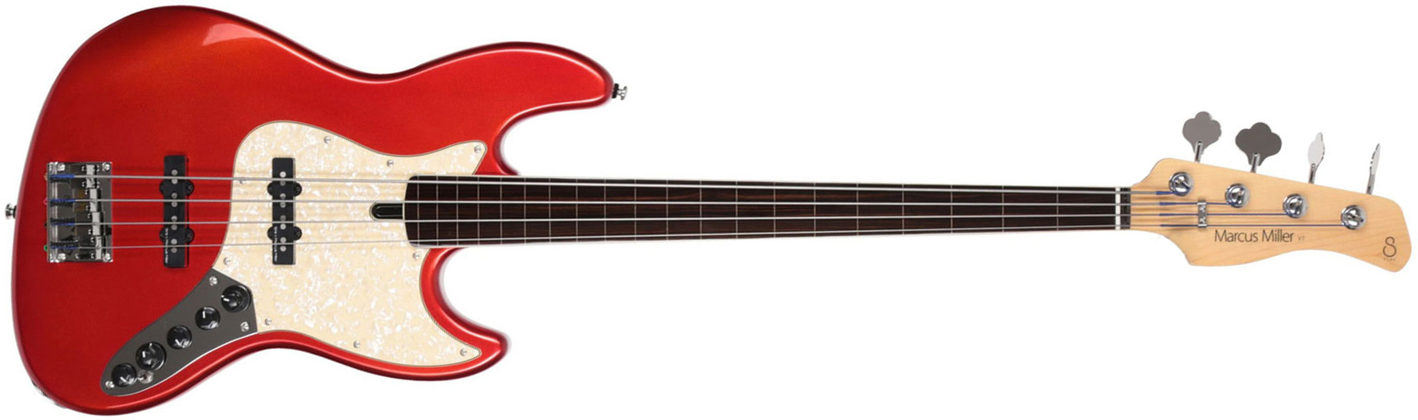 Marcus Miller V7 Alder 4st 2nd Generation Fretless  Eb Sans Housse - Bright Red Metallic - Solid body electric bass - Main picture