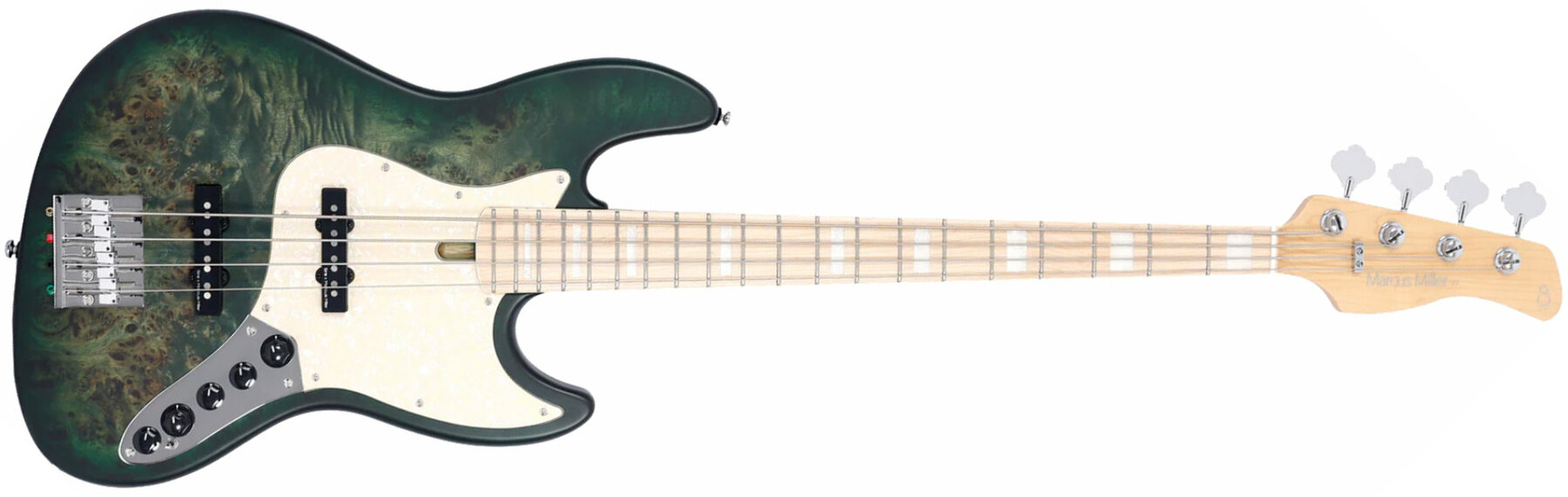 Marcus Miller V7 Ash Reissue 4st 4c Active Mn - Trans Green Satin - Solid body electric bass - Main picture