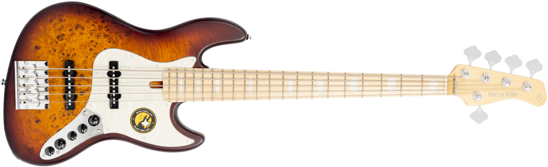 Marcus Miller V7 Ash Reissue 5st 5c Mn Sans Housse - Tobacco Sunburst Satin - Solid body electric bass - Main picture