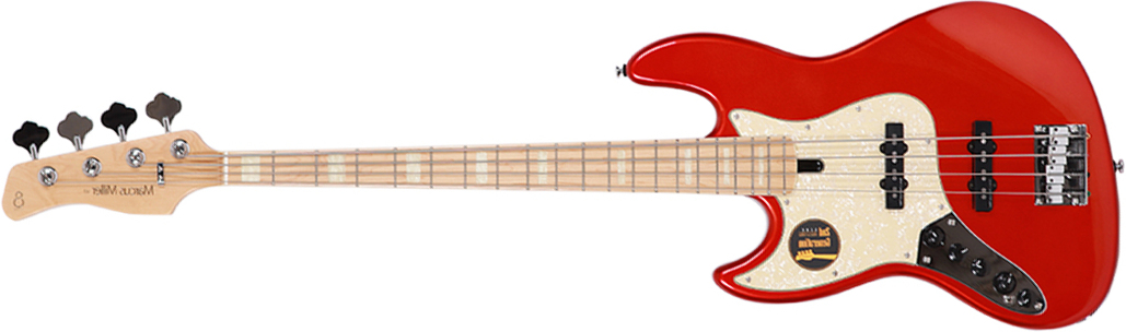 Marcus Miller V7 Swamp Ash 4st 2nd Generation 4-cordes Gaucher Mn Sans Housse - Bright Metallic Red - Solid body electric bass - Main picture
