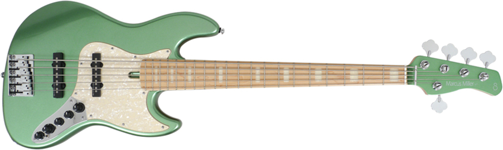Marcus Miller V7 Swamp Ash 5st 2nd Generation 5-cordes Mn Sans Housse - Sherwood Green - Solid body electric bass - Main picture