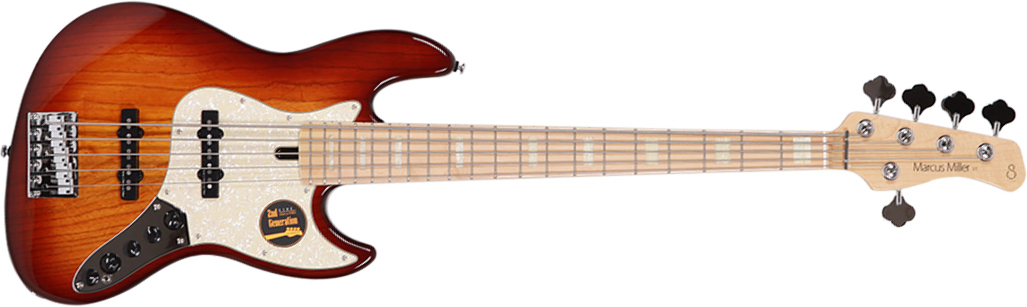 Marcus Miller V7 Swamp Ash 5st 2nd Generation 5-cordes Mn Sans Housse - Tobacco Sunburst - Solid body electric bass - Main picture