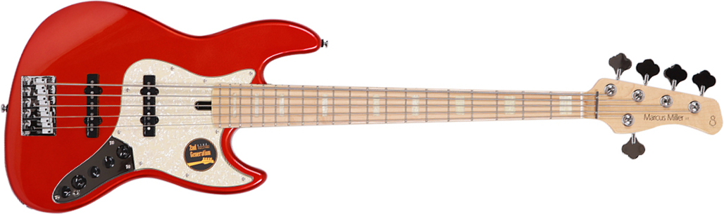 Marcus Miller V7 Swamp Ash 5st 2nd Generation 5-cordes Mn Sans Housse - Bright Metallic Red - Solid body electric bass - Main picture