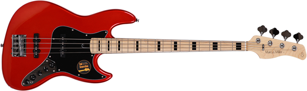 Marcus Miller V7 Vintage Alder 4st 2nd Generation 4-cordes Active Mn Sans Housse - Bright Metallic Red - Solid body electric bass - Main picture