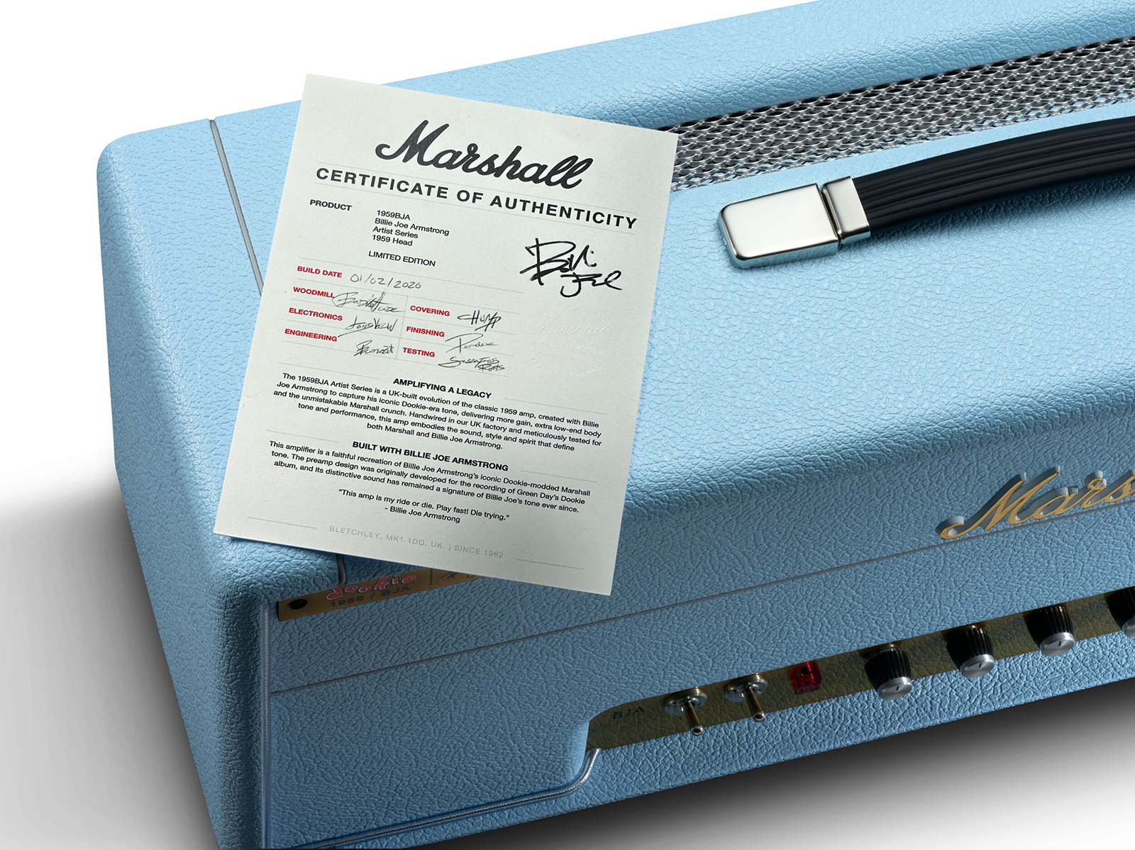 Marshall Billie Joe Armstrong 1959 Bja Handwired Head Signature 100w El34 - Electric guitar amp head - Variation 5