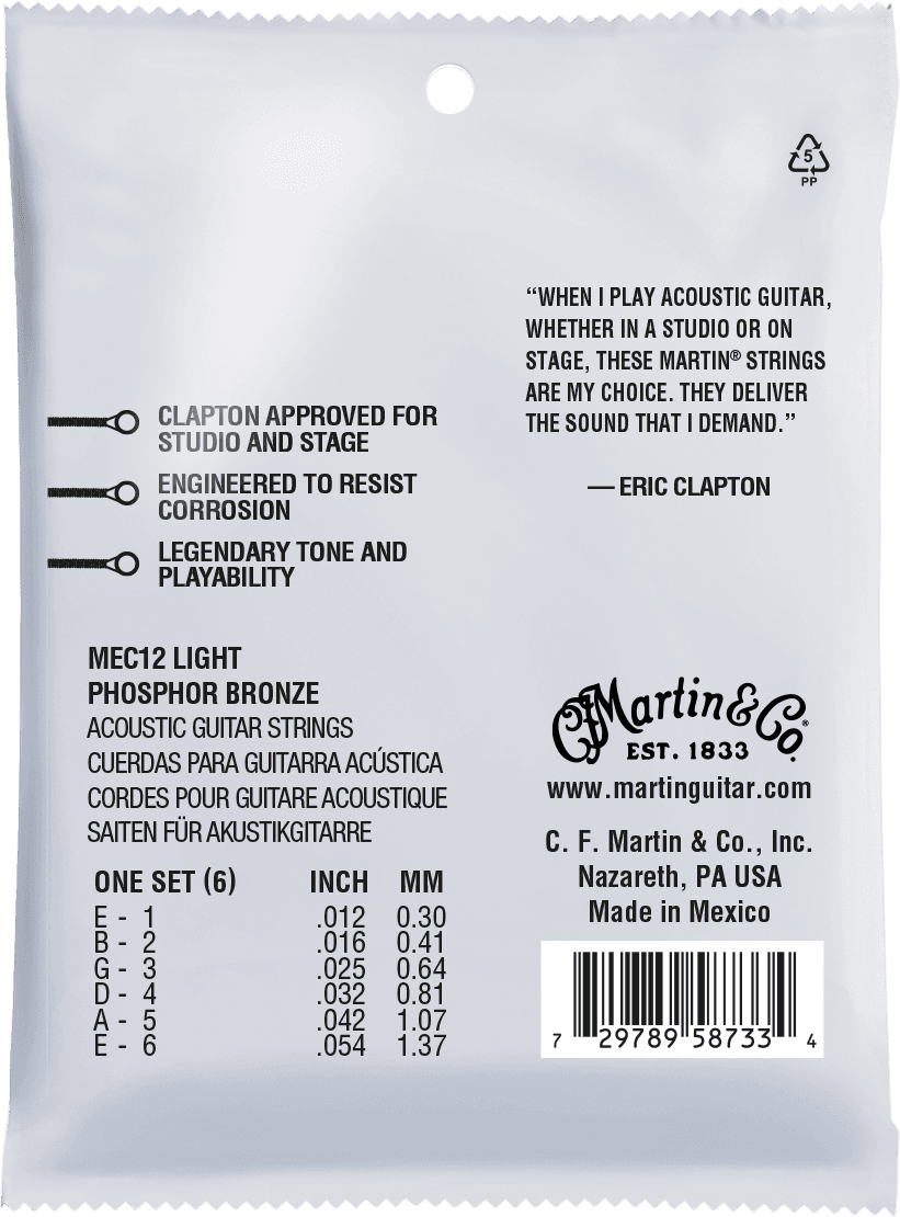 Martin Mec12 Eric Clapton 92/8 Phosphor Bronze Acoustic Guitar 6c 12-54 - Acoustic guitar strings - Variation 1