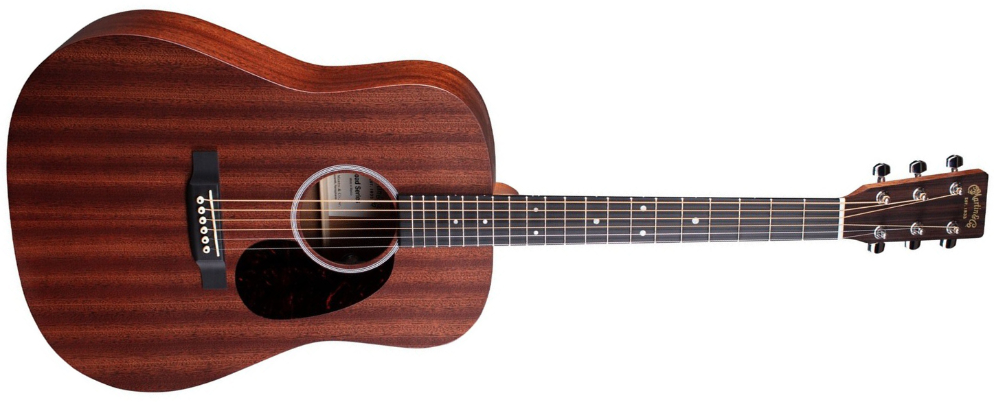 Martin D-10e Sapele Road Dreadnought Tout Sapele Ric +housse - Natural Satin - Travel acoustic guitar - Main picture