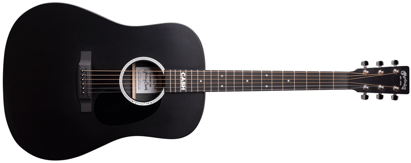 Martin Johnny Cash Dx Signature Dreadnought Hpl Ric - Black - Electro acoustic guitar - Main picture