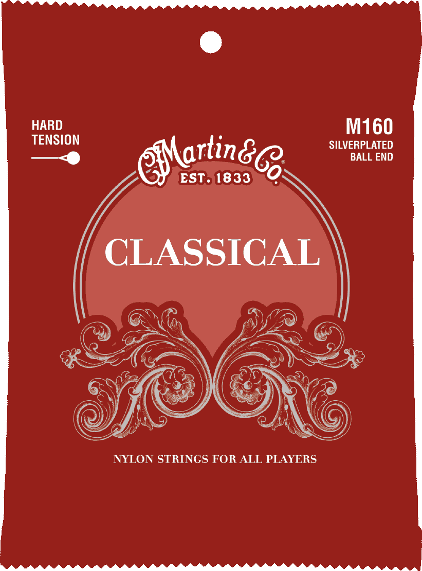 Martin M160 Silver Plated Ball End Classical Nylon Guitar 6c Hard Tension - Nylon guitar strings - Main picture
