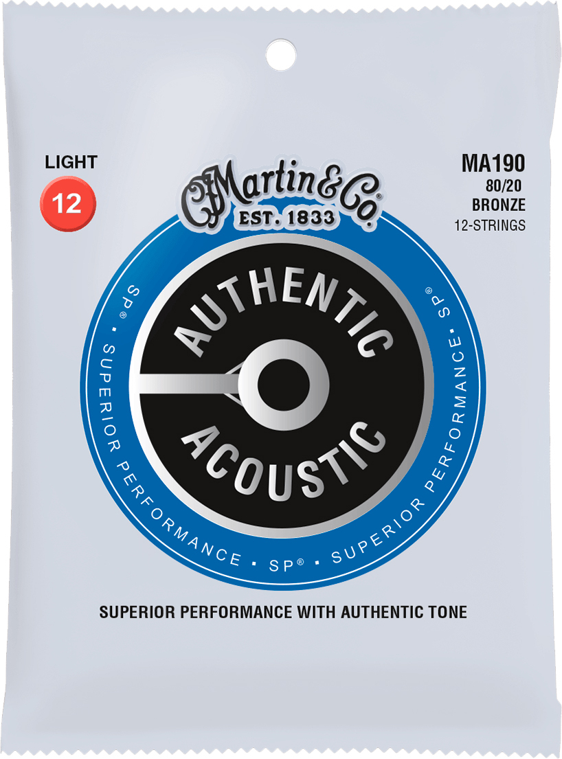 Martin Ma190 Authentic Sp 80/20 Bronze Acoustic Guitar 12c 12-54 - Acoustic guitar strings - Main picture