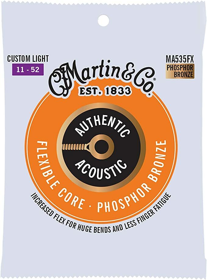Martin Ma535fx Authentic Flexible Core Phosphor Bronze Acoustic Guitar 6c 11-52 - Acoustic guitar strings - Main picture