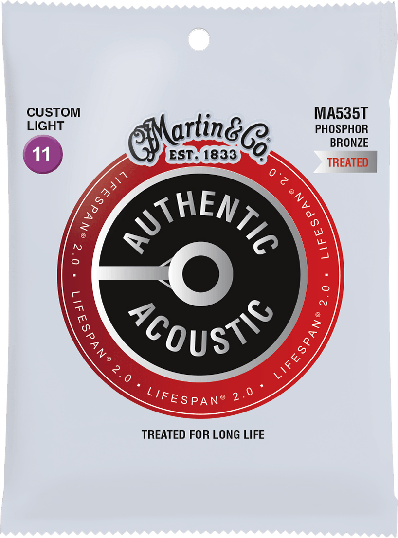 Martin Ma535t Authentic Lifespan 2.0 Phosphor Bronze Acoustic Guitar 6c 11-52 - Acoustic guitar strings - Main picture