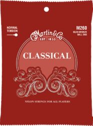 Nylon guitar strings Martin M260 Classical Nylon Guitar 6-String Set 80/20 Bronze Ball End Normal Tension - Set of strings