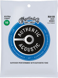 Acoustic guitar strings Martin MA180 Acoustic Guitar 12-String Set Authentic SP 80/20 Bronze 10-47 - 12-string set