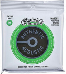 Acoustic guitar strings Martin MA500S Acoustic Guitar 12-String Set Authentic Silked 92/8 Phosphor Bronze 10-47 - 12-string set