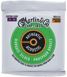 Acoustic guitar strings Martin MA535S Acoustic Guitar 6-String Set Authentic Silked 92/8 Phosphor Bronze 11-52