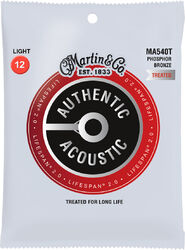 Acoustic guitar strings Martin MA540T Acoustic Guitar 6-String Set Authentic Lifespan 2.0 92/8 Phosphor Bronze 12-54 - Set of strings