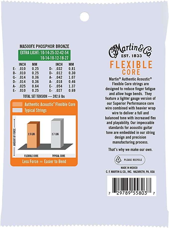 Martin Ma500fx Authentic Flexible Core Phosphor Bronze Acoustic Guitar 12c 10-54 - Acoustic guitar strings - Variation 1