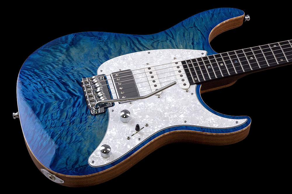 Mayones Guitars Aquila Qm 6 Hss Trem Eb - Lagoon Burst - Str shape electric guitar - Variation 3