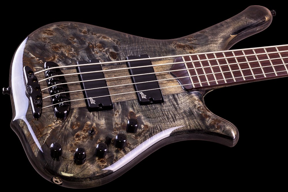 Mayones Guitars Comodous 5 Ash Eye Poplar Aguilar Pf - Liquid Black - Solid body electric bass - Variation 2