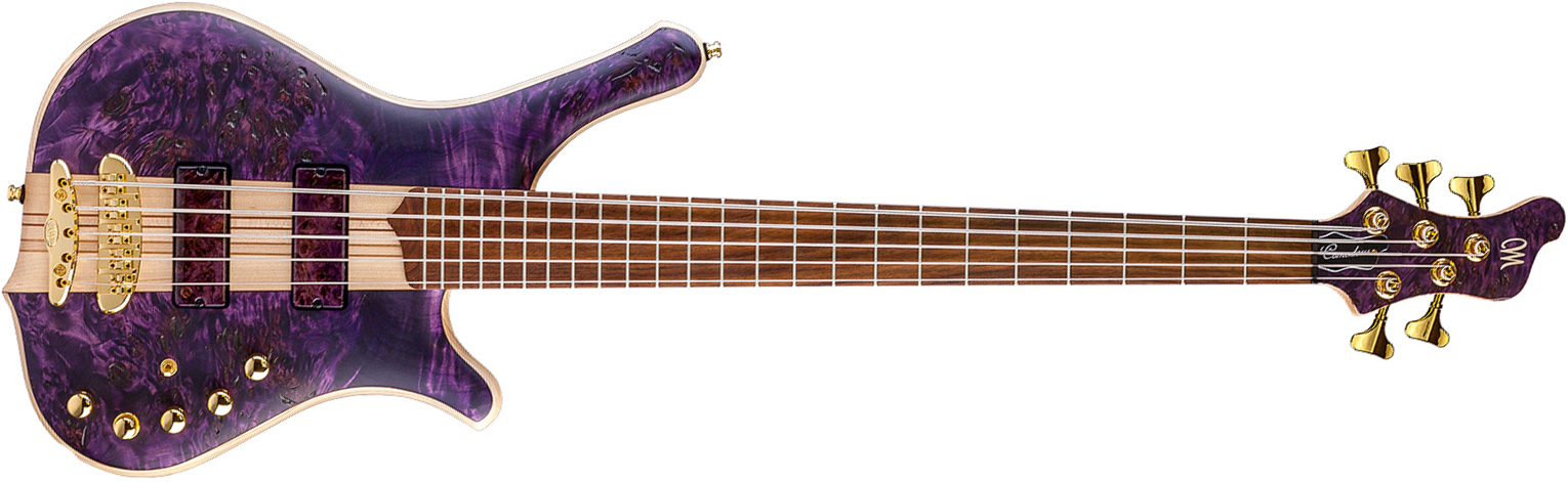 Mayones Guitars Comodous Inspiration Mohini Dey 5c Active Pf - Dirty Purple Raw - Solid body electric bass - Main picture