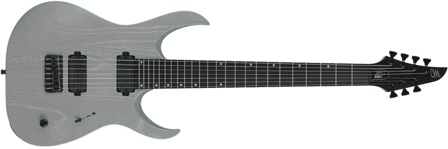 Mayones Guitars Duvell Dt7 7c Baryton 2h Ht Bl - Gunmetal Grey Metallic Matt - Baritone guitar - Main picture