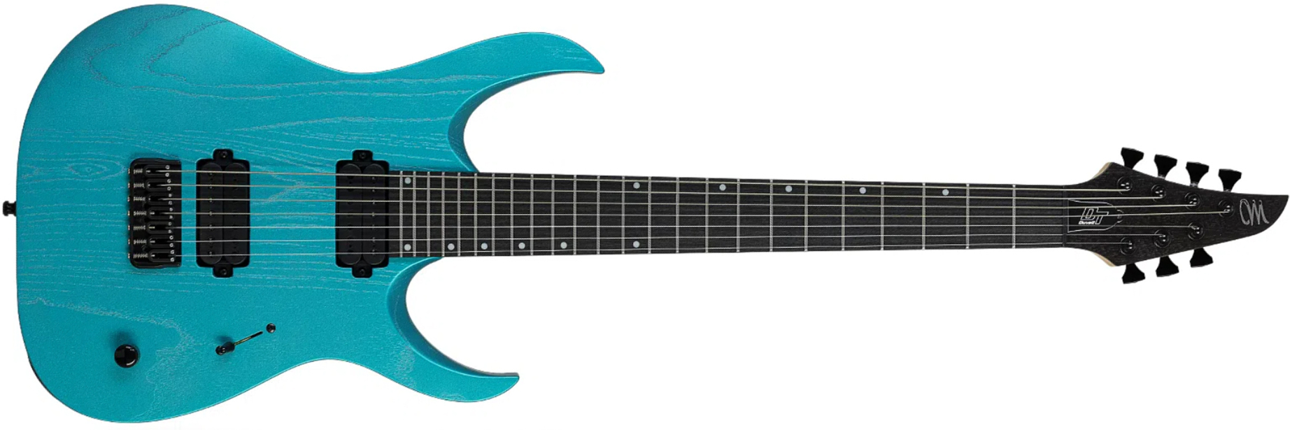 Mayones Guitars Duvell Dt7 7c Baryton 2h Ht Bl - Opal Blue Metallic Matt - Baritone guitar - Main picture