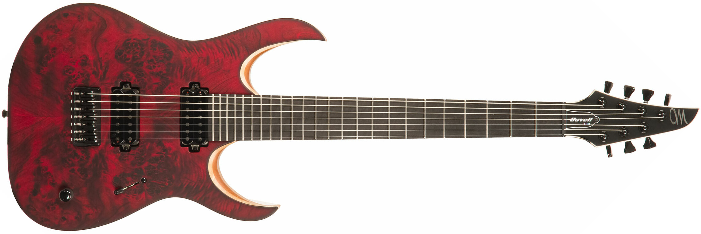 Mayones Guitars Duvell Elite 7 Hh Tko Ht Eb - Dirty Red Satin - 7 string electric guitar - Main picture
