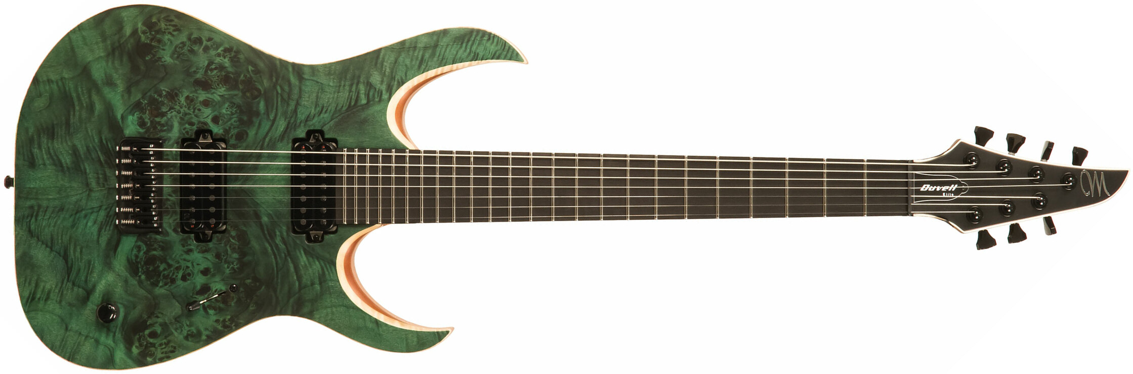 Mayones Guitars Duvell Elite 7 Hh Tko Ht Eb - Dirty Green Satin - 7 string electric guitar - Main picture