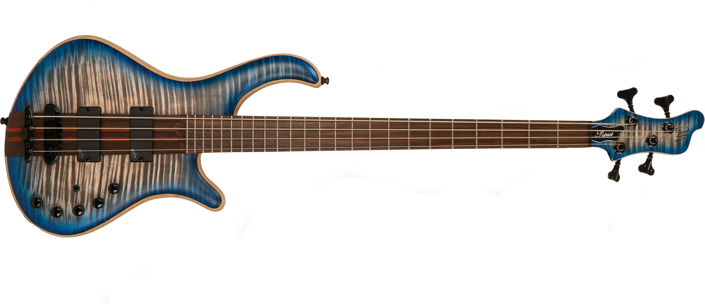 Mayones Guitars Patriot 4-cordes Aguilar Rw - Jeans Blue Flamed Maple - Solid body electric bass - Main picture