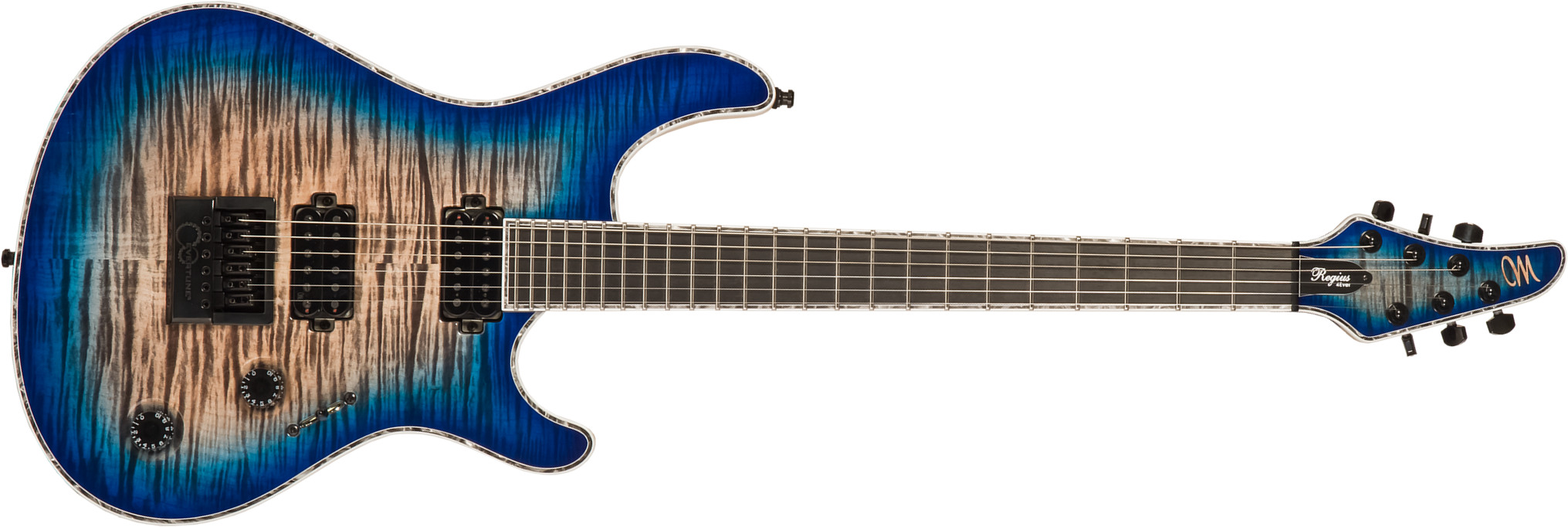 Mayones Guitars Regius 4ever 6 2h Ht Eb #rp2309275 - Jeans Black 3-tone Blue Burst Gloss - Metal electric guitar - Main picture