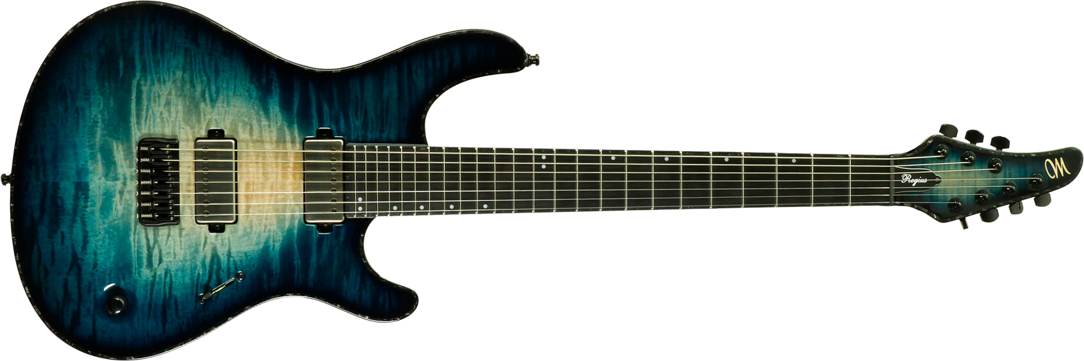 Mayones Guitars Regius 7c Baryton 2h Velvetrone Ht Eb #rf2510186 - Turquoise Iris - Baritone guitar - Main picture