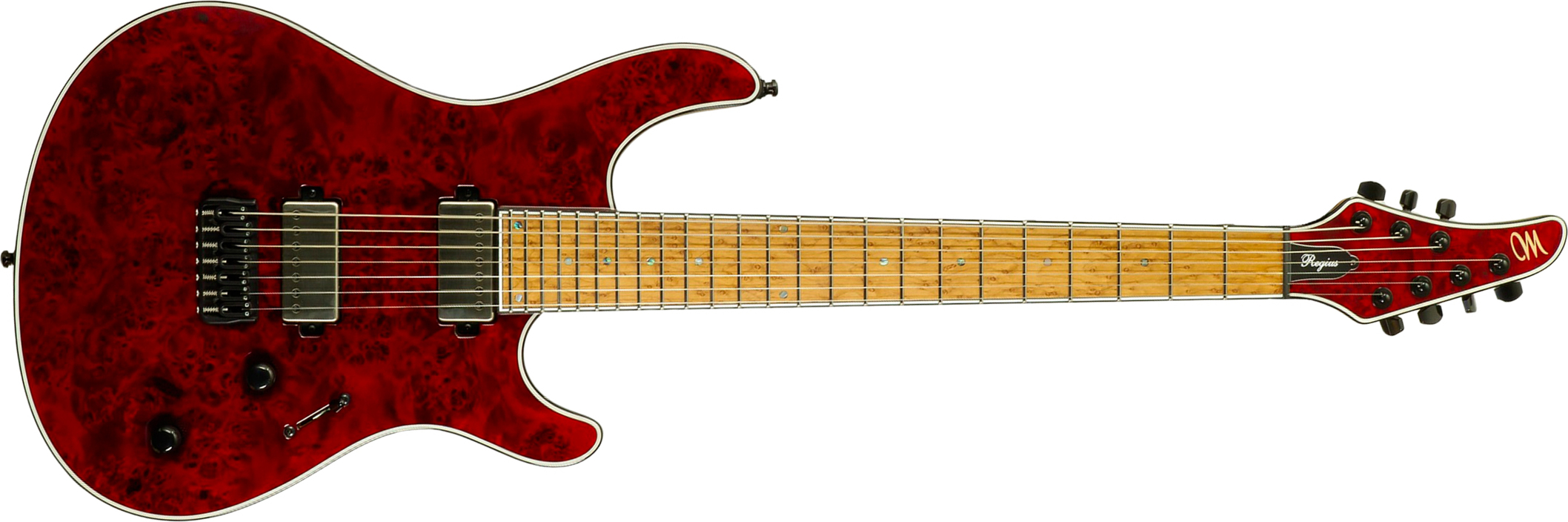 Mayones Guitars Regius 7c Baryton 2h Velvetrone Ht Eb #rf2602251 - Trans Red - Baritone guitar - Main picture