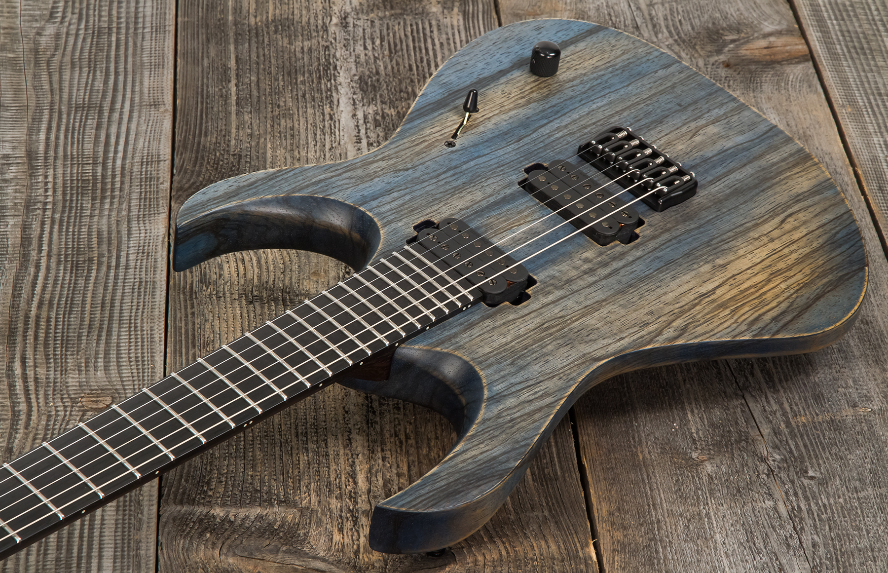Mayones Guitars Duvell Bl 6 2h Seymour Duncan Ht Eb - Antique Blue - Metal electric guitar - Variation 2