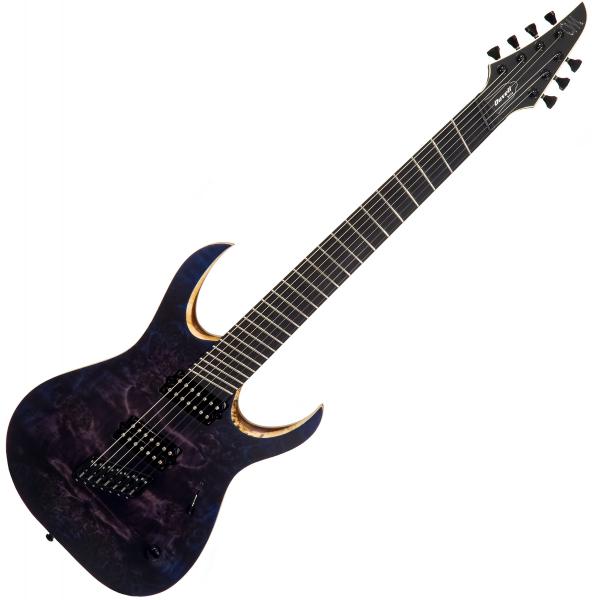 Multi-scale guitar Mayones guitars Duvell Elite V-Frets 7 (Bare Knuckle) - Dirty purple blue burst