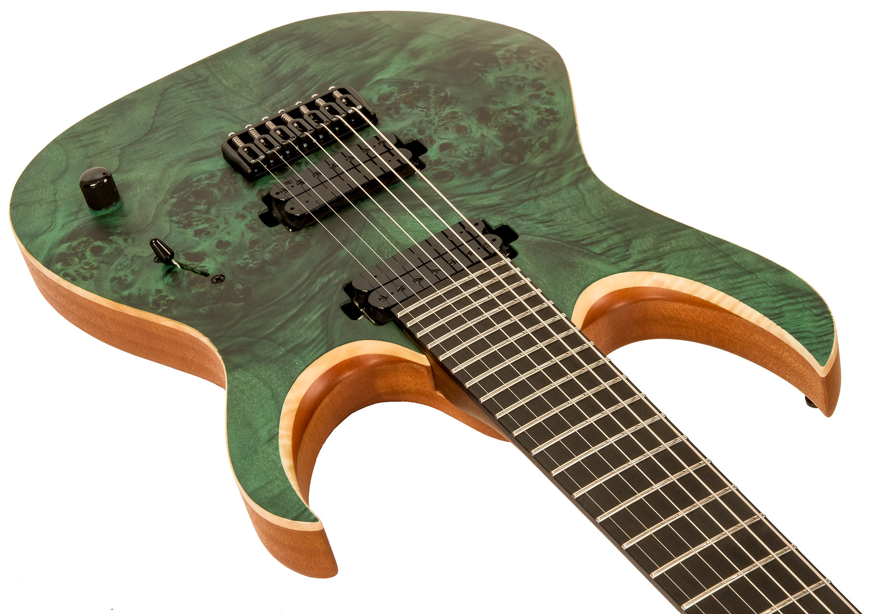 Mayones Guitars Duvell Elite 7 Hh Tko Ht Eb - Dirty Green Satin - 7 string electric guitar - Variation 2