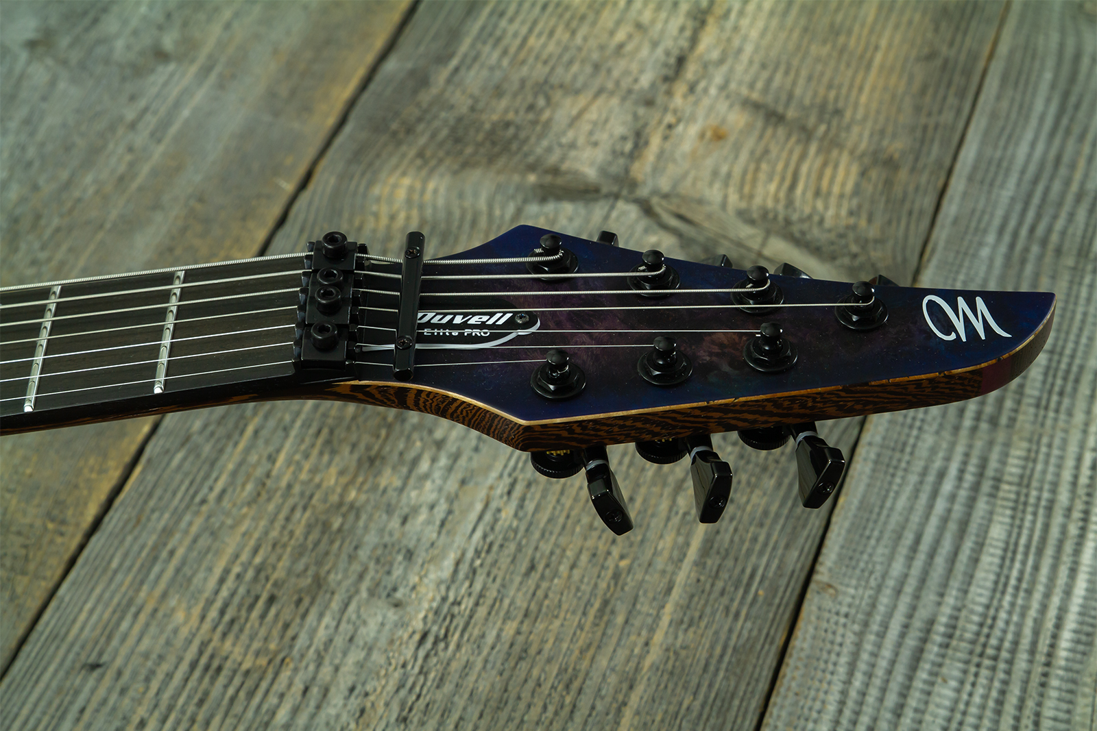 Mayones Guitars Duvell Elite Pro 7c Baryton 2h Velvetrone Fr Eb #df2602262 - Matt Trans Dirty Purple Blue Burst - Baritone guitar - Variation 6