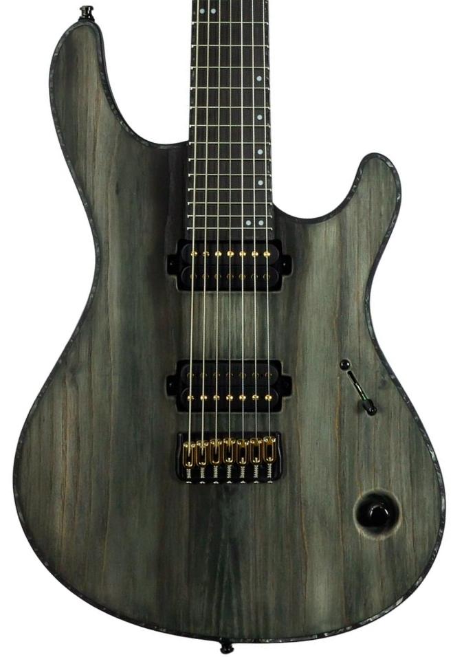 7 string electric guitar Mayones guitars Regius Gothic 7 #RF2510207 (7-String) - Matt Gothic Black