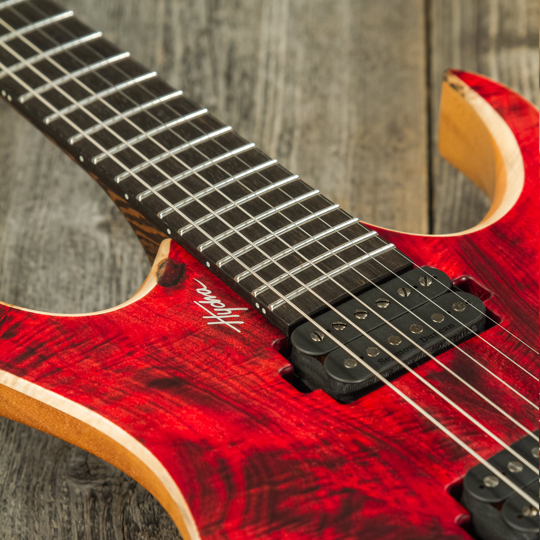 Mayones Guitars Hydra Elite 6 2h Seymour Duncan Ht Eb #hf2008335 - Dirty Red Satin - Metal electric guitar - Variation 4