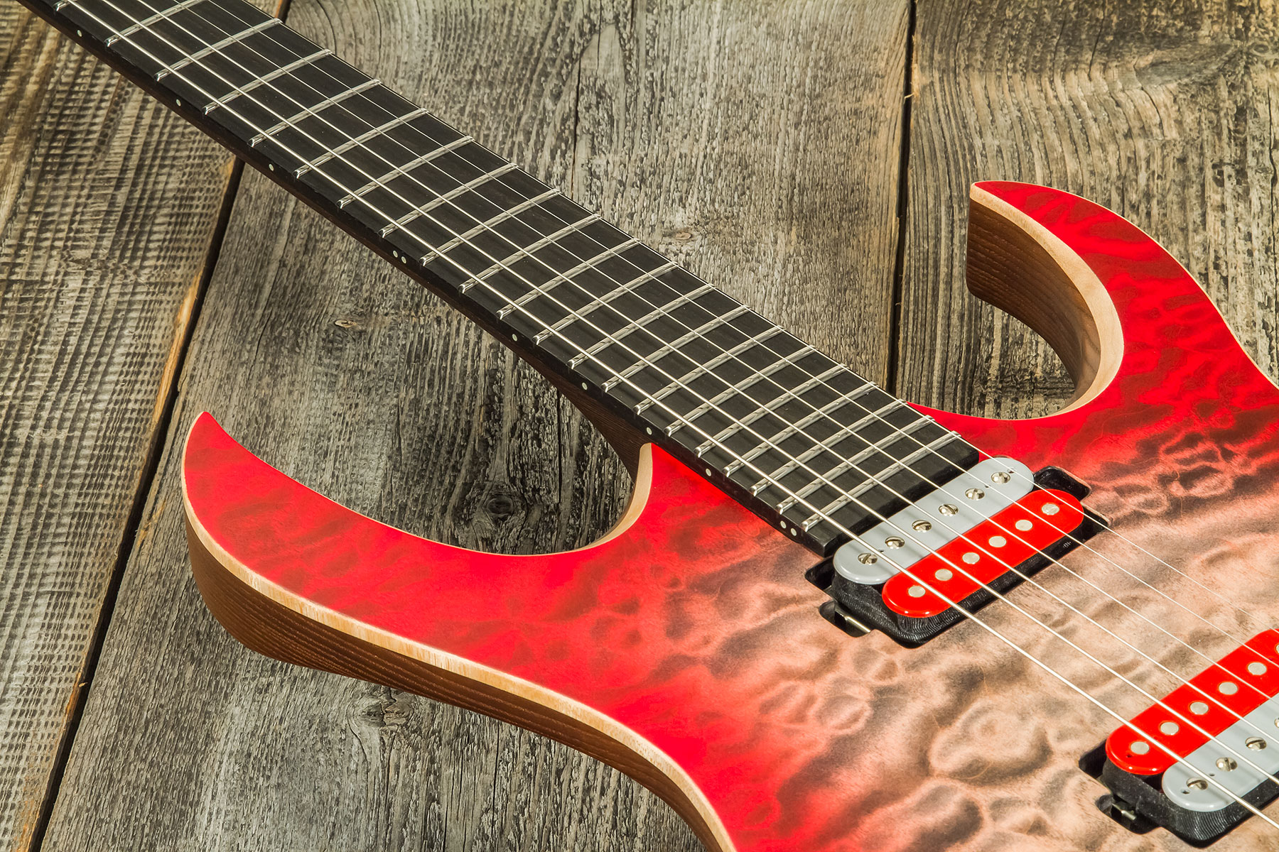 Mayones Guitars John Browne Duvell Qatsi 2.0 6 Signature 2h Bare Knuckle Ht Eb #df2212239 - Ruby Burst - Str shape electric guitar - Variation 3