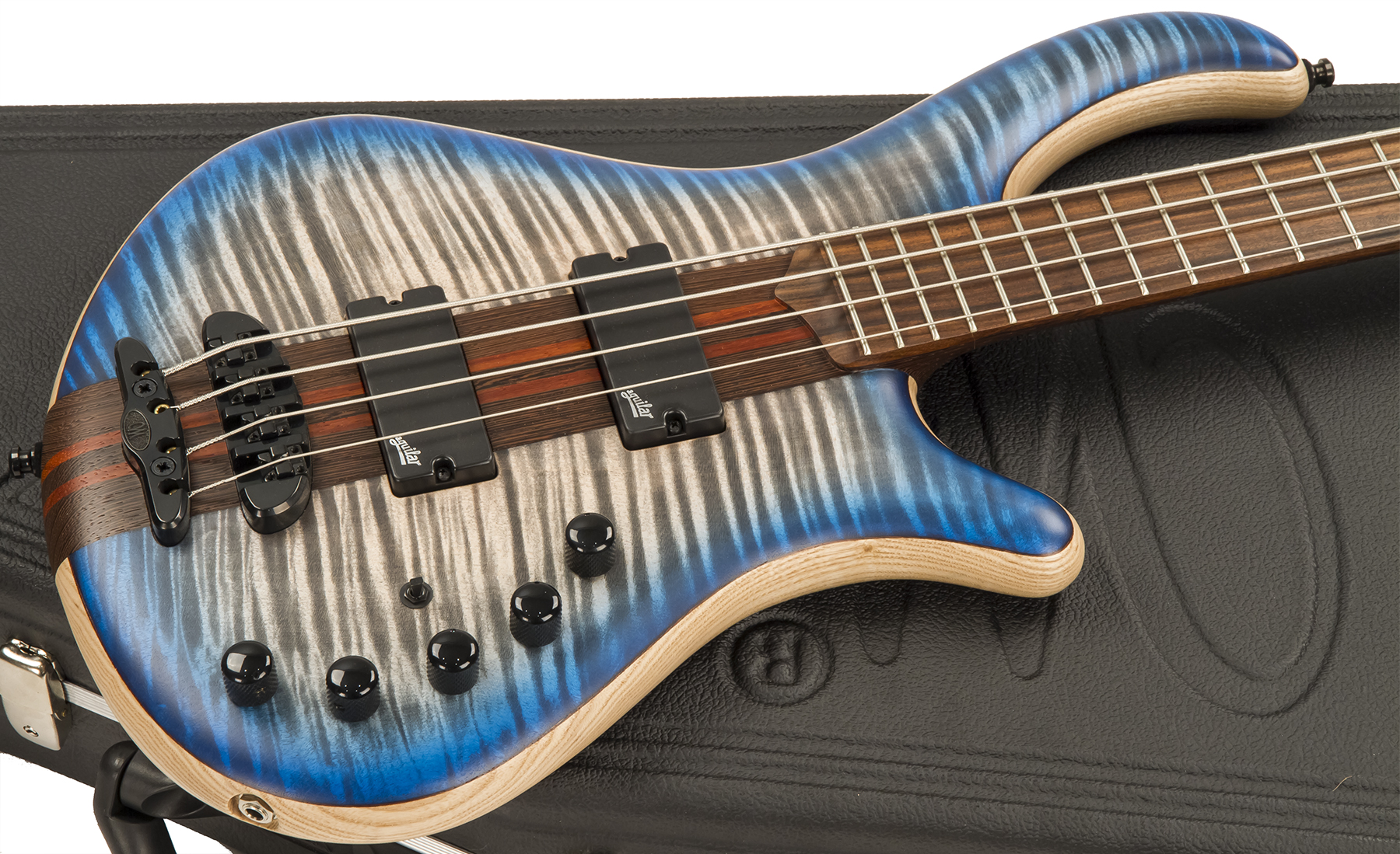 Mayones Guitars Patriot 4-cordes Aguilar Rw - Jeans Blue Flamed Maple - Solid body electric bass - Variation 1