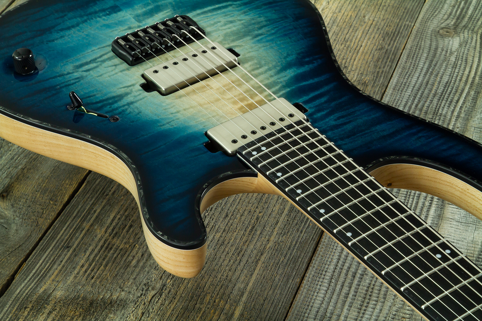 Mayones Guitars Regius 7c Baryton 2h Velvetrone Ht Eb #rf2510186 - Turquoise Iris - Baritone guitar - Variation 5