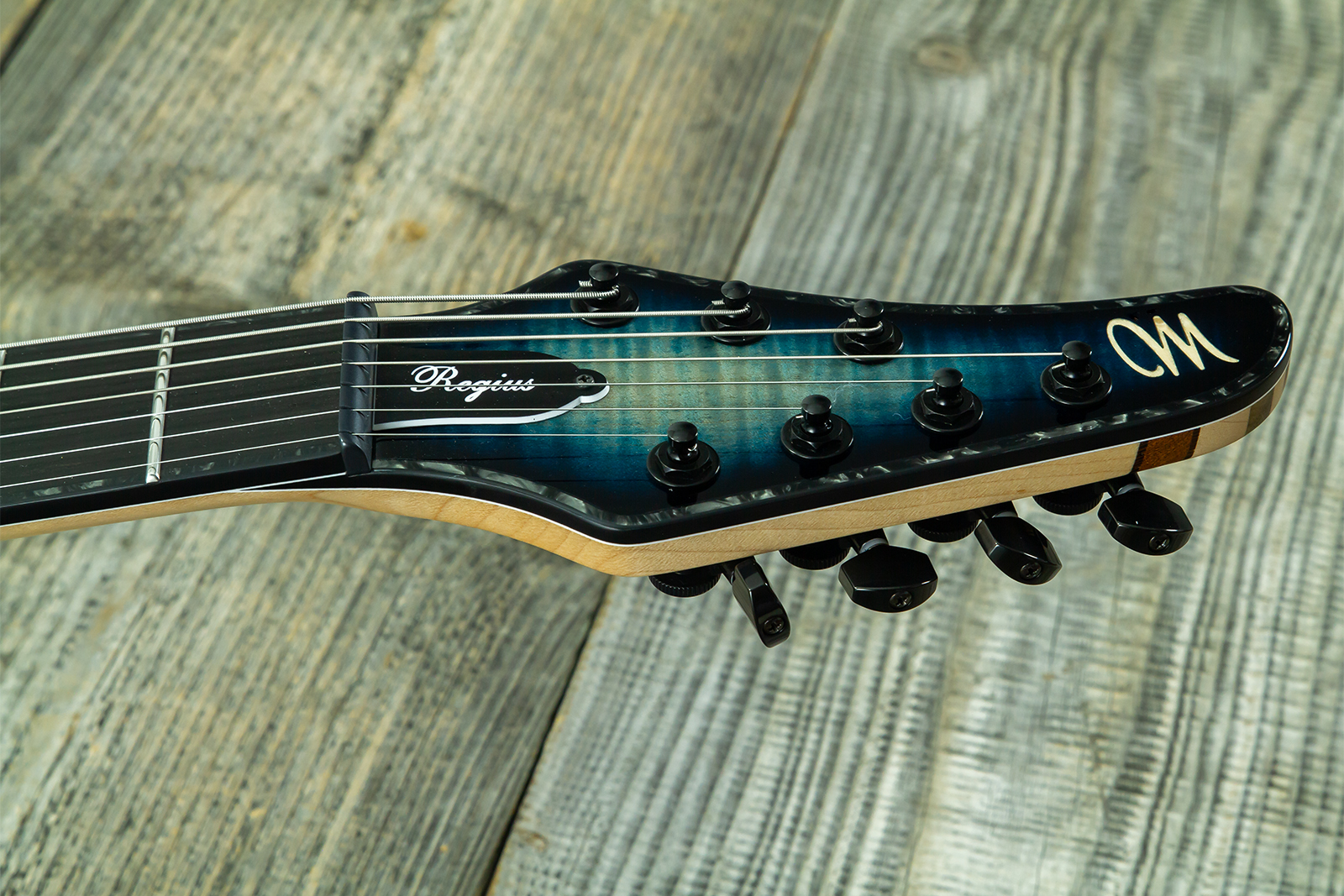 Mayones Guitars Regius 7c Baryton 2h Velvetrone Ht Eb #rf2510186 - Turquoise Iris - Baritone guitar - Variation 7