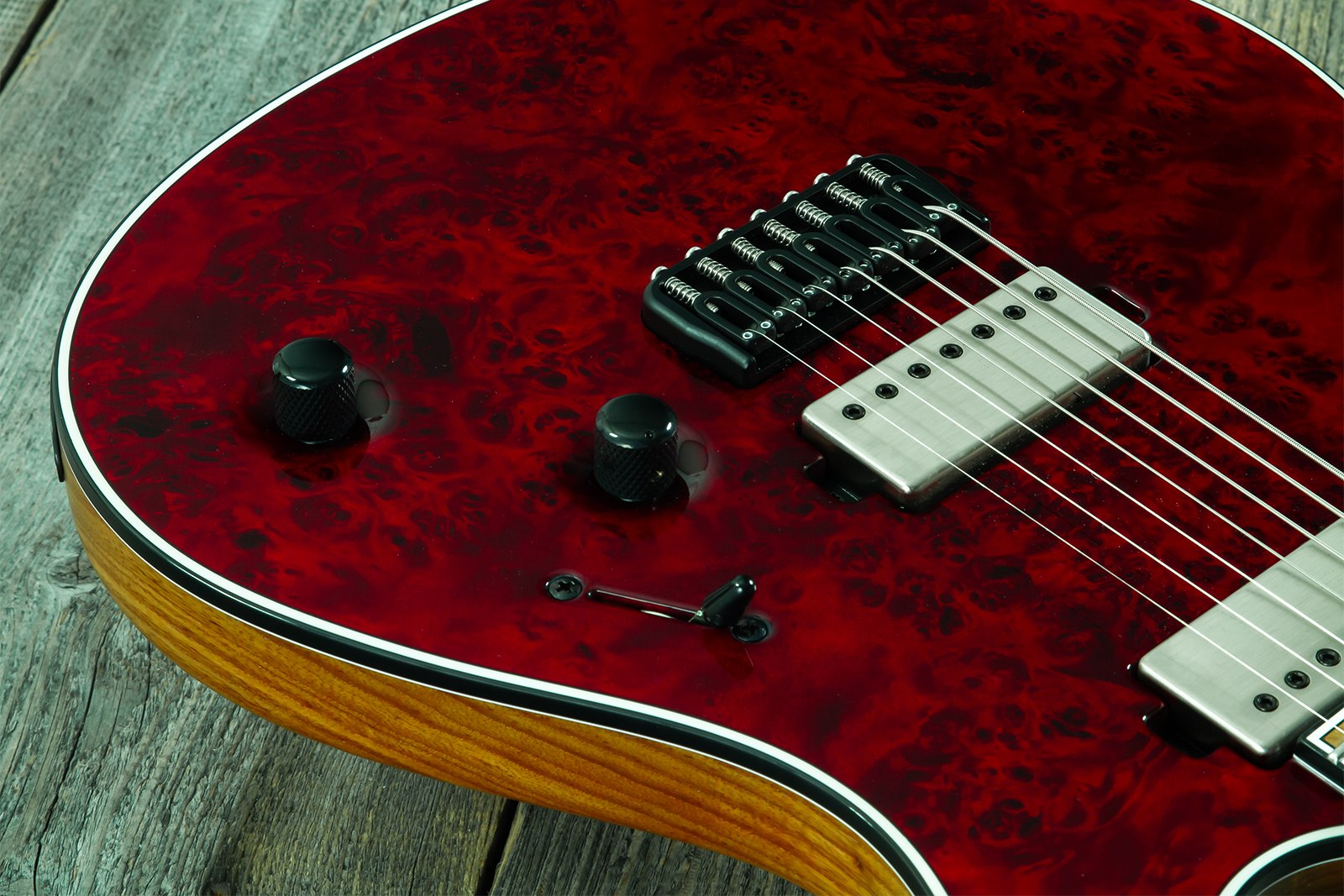 Mayones Guitars Regius 7c Baryton 2h Velvetrone Ht Eb #rf2602251 - Trans Red - Baritone guitar - Variation 3